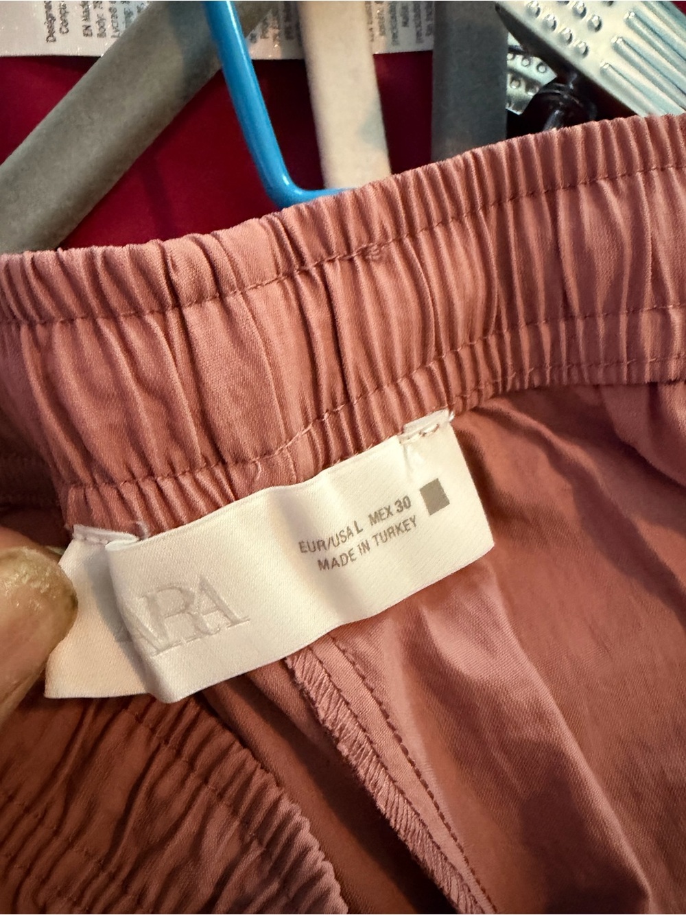 Zara Blush Pink Elastic Waist Wide-Leg Pants L - Picture 6 of 7